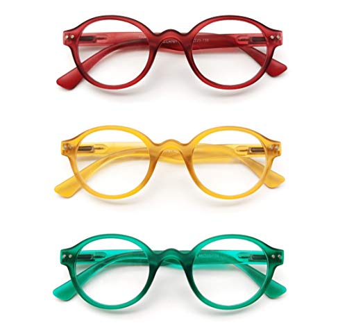 PANTONA-Pack3 Gafas de lectura Gafas Presbicia Gafas Vista Cansada ultra Redondo, deliciosamente Retro y Moderno para Hombre y Mujer.Modelo Mixto y Universal.（Rojo Amarillo Verde+1,50）