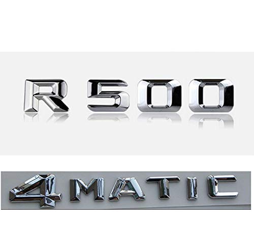 Pegatina cromada para Mercedes Benz Clase R R500 4MATIC (R500 4MATIC), color plateado brillante