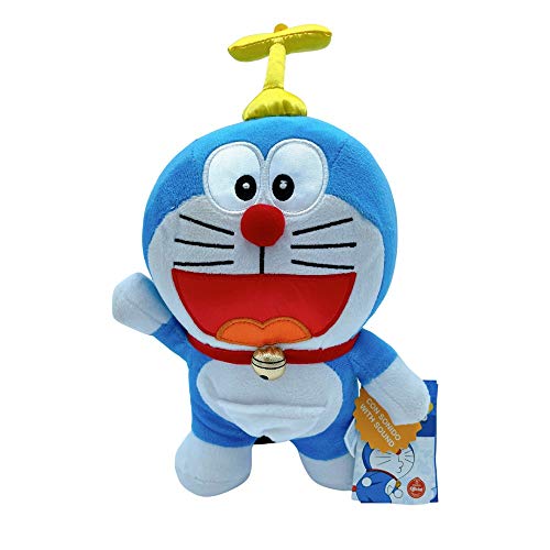 Peluche con Sonido, Modelo Clásico, Dorayaqui, Gorrocóptero y Sonriente, 28 cm (11") de Licencia Oficial (Doraemon Gorrocóptero)