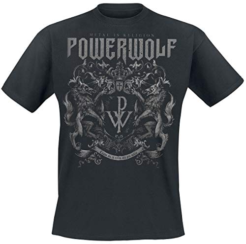 Powerwolf Crest - Metal Is Religion Hombre Camiseta Negro L, 100% algodón, Regular