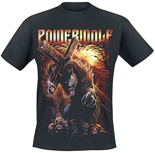 Powerwolf Via Dolorosa Hombre Camiseta Negro S, 100% algodón, Regular