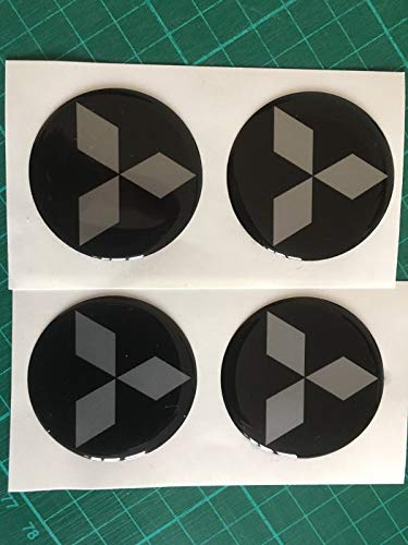 SCOOBY DESIGNS Adhesivos para tapa central de rueda de aleación para Mitsubishi Evo X4, Shogun LS200 Outlander (60 mm), color negro y plateado