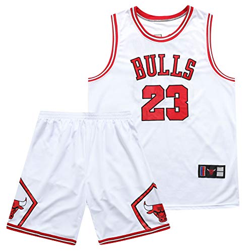 SFVE Camiseta de Baloncesto para Hombre Chicago Bulls Michael Jordan # 23, Adecuada para competiciones de Baloncesto de Deportes al Aire Libre y Chalecos de Entrenamiento Diario-White-L