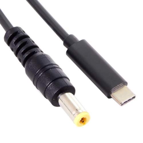 SYSTEM-S Cable Adaptador USB Tipo C Macho a DC 20 V 5,5 x 2,5 mm en Negro Cable de Carga