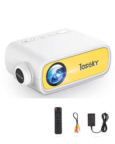 Tesoky YG280 Proyectores para Moviles, Proyector Portatil Compatible con USB/HDMI/DC/AV, Soporta Full HD y 23 Idiomas, Mini Proyector Cine en Casa para Regalo Infantil