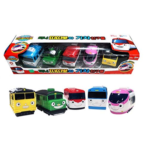 Titipo and Friends Pullback Gear Toy Mini 5 Trains Character Children Gift, Genie, Diesel, Eric, ROCO