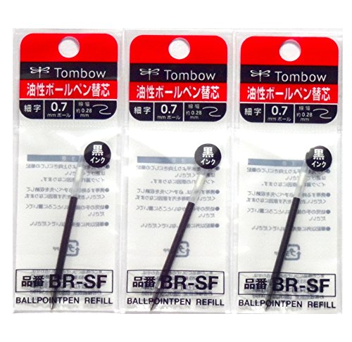 Tombow BR-SF33 Komainu-Dou - Recambio de tinta de color negro, 0,7 mm, para bolígrafo Airpress (BC-AP), 3 paquetes (3 piezas) en total