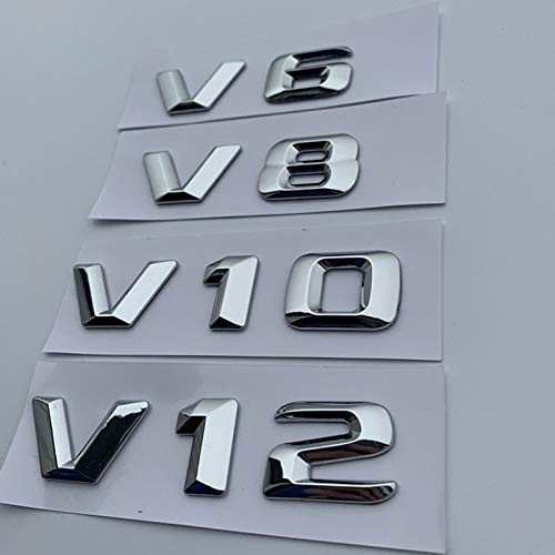V6 V8 V10 V12 Logo emblema de número de letra cromado para Mercedes Benz C200 E300 Car Styling Fender Fender Capacidad de descarga marca pegatina (color V10)