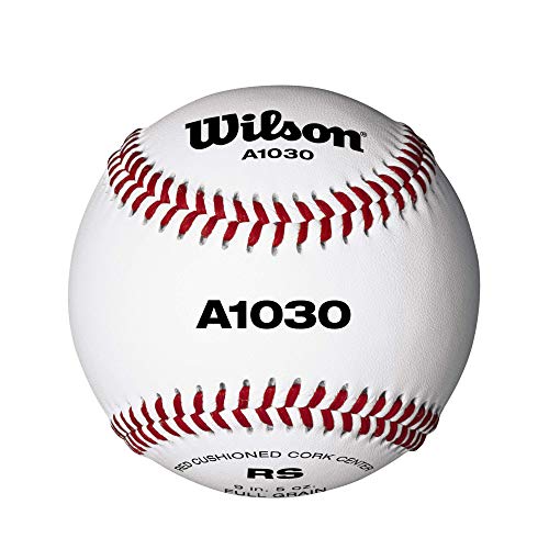Wilson WTA1030B Pelota de béisbol A1030 Cuero con Costuras Rojas, para jóvenes y Adultos, Blanco, NS