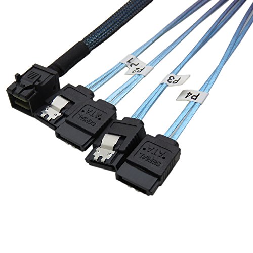 YIWENTEC - Cable de Disco Duro Interno HD Mini SAS (SFF-8643 Host) a 4X SATA (Target) 8643 SATA 0.5M
