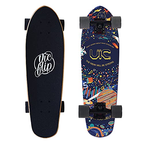 ZBYL Skateboard para Principiantes Cruiser Completo Carver Slide Tabla Surfskate Monopatin con 7 Capas de Madera de Arce Longboard Deck para Adultos Niños y Niña, Rodamientos ABEC-9, 68.5 * 20.5cm