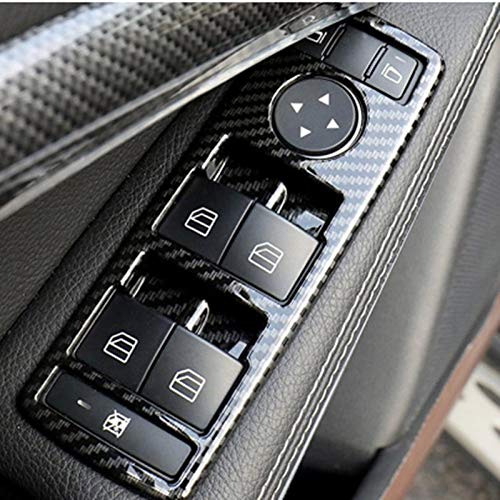ZGYCYDLX Autopartes 5pcs Coche automático de Carbono Ventana de Fibra Interruptor de botón Marco de moldura de la Cubierta for Mercedes Benz A B C E CLA GLA GLK ML GLE Clase W204