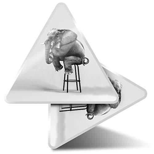 2 pegatinas triangulares de 7,5 cm – BW – ny Elephant Sitting Down Fun Calcomanías para ordenadores portátiles, tabletas, equipajes, reservas de chatarra, neveras #37705