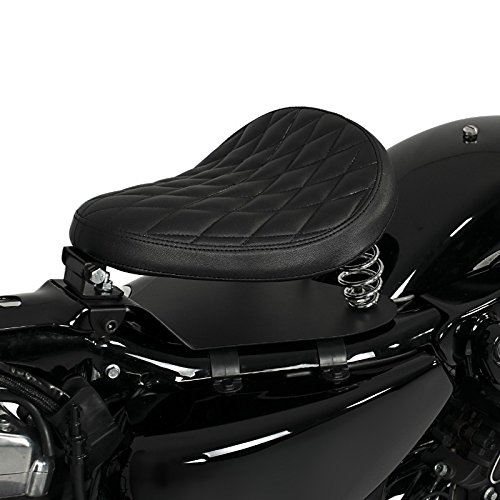 Asiento Solo de muelles SG11 Negro para Harley Davidson Rocker/C, Softail Bad Boy/Blackline/Breakout/Custom/Deluxe/Deuce/Slim/Springer/Standard, V-Rod/Muscle, Street-Rod