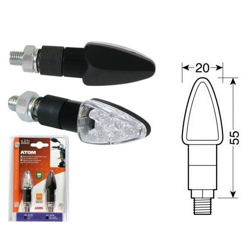 Compatible con Yamaha YZF 1000 R Thunderace - Par de intermitentes LED de 12 V universales para moto Lampa 90101 - Indicador de dirección negro homologado E13 luz naranja