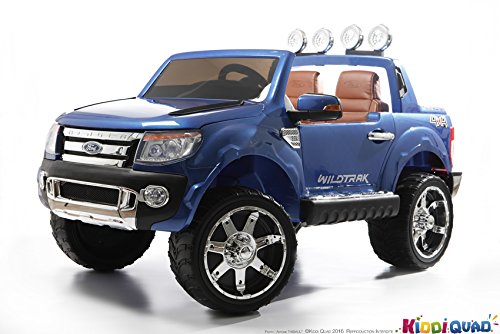 Ford - Coche eléctrico para niños, Ford Ranger, 2 plazas, 12 V, 2 motores, color azul metalizado