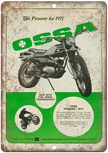 HALEY GAINES OSSA Pioneer Motorcycle Placa Cartel Póster de Pared Metal Vintage Cartel de Chapa Decorativas Hojalata Signo para Bar Café Cocinas Los Baños Garajes 20×30cm