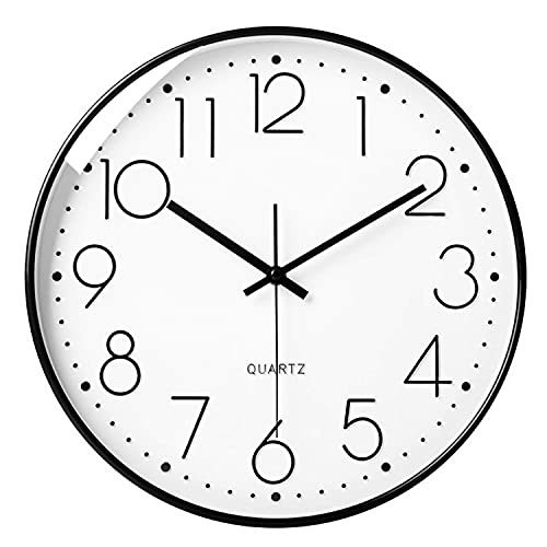 LiRiQi Reloj de Pared Moderno, 30 cm Grandes Decorativos Silencioso Interior Reloj de Cuarzo de Cuarzo Redondo No-Ticking para Sala de Estar, Diseño Moderno Apto para Decorar Hogar Oficina Escuela