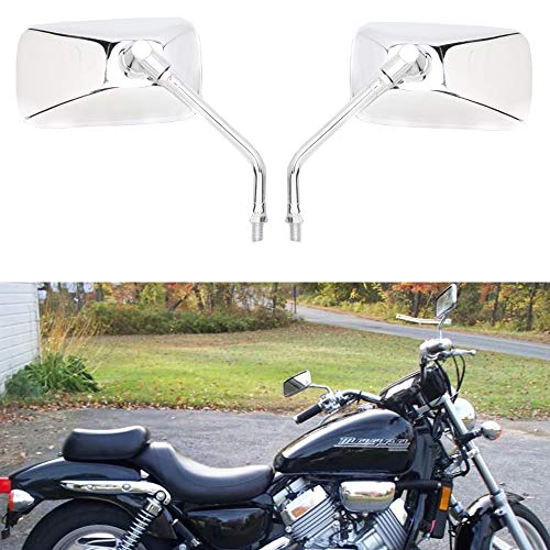 M10 Espejos laterales de motocicleta, espejos retrovisores de motocicleta rectangulares cromados para Bobber ATV Street Bike Cruiser Chopper
