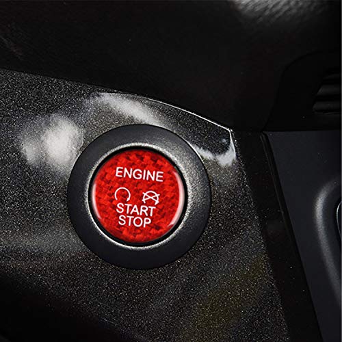 M.JVisun Fibra de Carbono Motor Arranque Paro Botón Pegatinas para Ford Focus Ford Kuga - Rojo