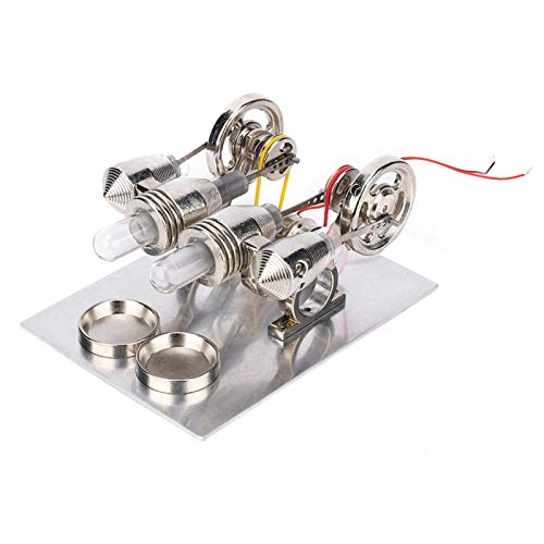 Modelo de Motor Stirling - Mini Motor Stirling Modelo de física Modelo de 4 Cilindros Kit de Motor Generador de energía de Aire Caliente en Miniatura para Laboratorio de física