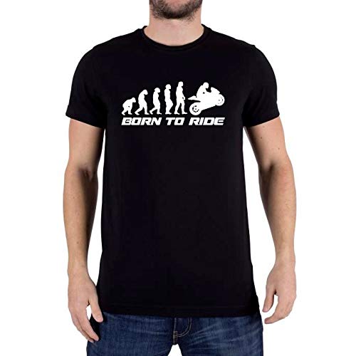 Motard Français Born to Ride - Camiseta para Hombre, Color Negro Negro L