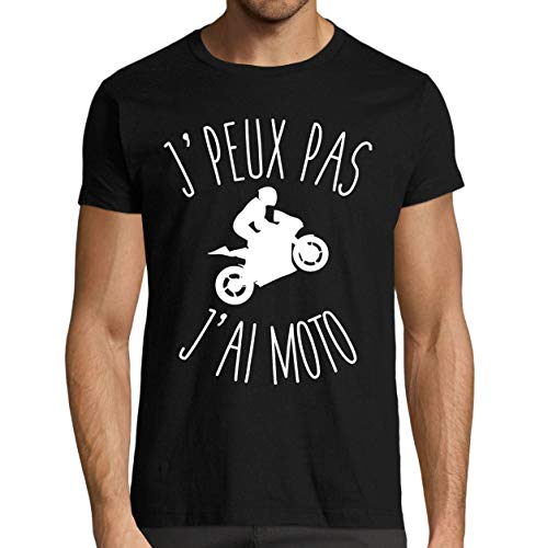 Motard Français - Camiseta - Redondo - Manga Corta - para Hombre Negro L