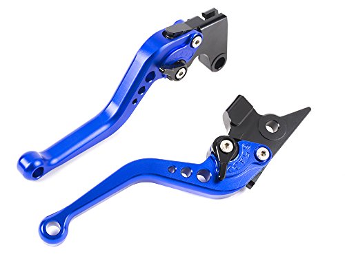 MOTO Frenos y Embrague CNC Corto Palanca Ajustable Aluminio para Sport Bike YAMAHA FZ6 FAZER FZ1 FAZER FZ6R XJ6 DIVERSION FZ8 MT-07 MT-09/SR/FZ9 un par (F16/Y688) SPL077 (blue)