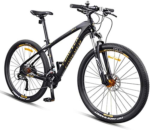 Mountain Bikes 27.5 Inch Mountain Bikes Cuadro de Fibra de Carbono de Doble suspensión Mountain Bike Frenos de Disco All Terrain Unisex Mountain Bicycle Gold 27 Speed