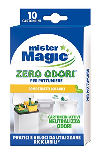 Mr Magic - 119260. Pack de 10 Neutralizadores de olores (en Forma de cartón rígido) ‘’Zero Odori’’ para Cubos de la Basura Medidas: 18,7 x 10 x 1,5 cm