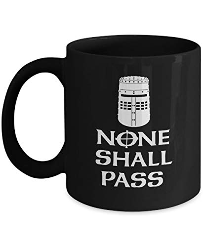 N\A Ninguno pasará Taza Soporte de café acrílico Negro 11 oz Divertido Monty Python Referencia de la película el Casco del Caballero Negro