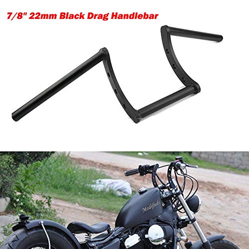 Qiyun Manillar Moto, puños Manillar DE 7/8 22 mm para Dragster z-Bar dragback para Harley Honda Soporte Moto Negro