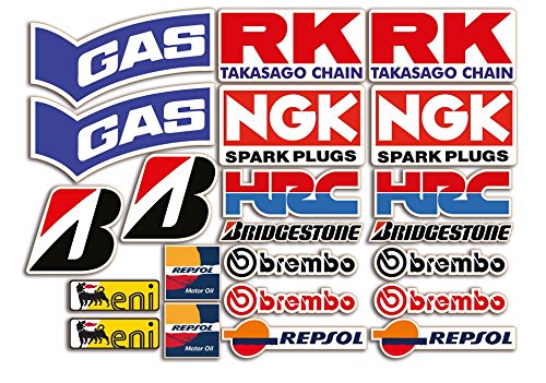 Set de 22 pegatinas para moto de patrocinadores para SBK, Honda, Yamaha, Ducati, Suzuki, BMW o Aprilia