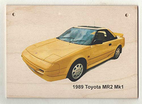 Toyota MR2 Mk1 1989 (amarillo) - Placa de madera A5 (148 x 210 mm)