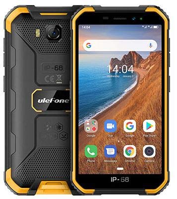 Ulefone Armor X-6 Teléfono Moviles Resistentes Barato, Android 9.0 5.0 ”IP68 Impermeable Móvil Antigolpes Todoterreno, Dual SIM, 2GB + 16GB, 5MP+8MP, 4000mAh Batería, Desbloqueo Facial GPS Naranja