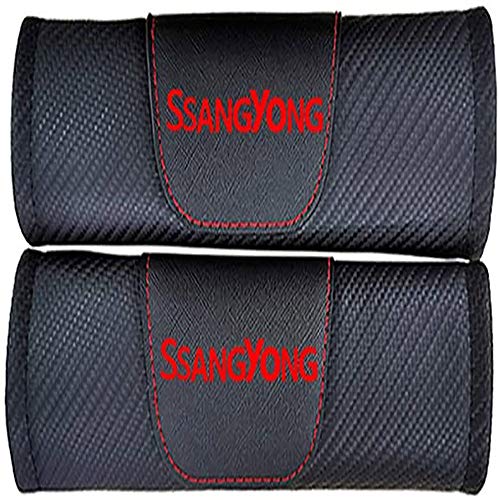XIAOSHI VehíCulo Motor Almohadillas ProteccióN CinturóN Seguridad, para SsangYong Kyron Rexton Auto Fibra Carbon Accesorios DecoracióN Interiores, 2 Piezas