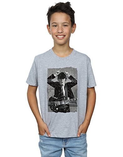 AC/DC niños Angus Young Distressed Photo Camiseta 9-11 Years Gris Sport