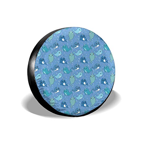 Alicoco Cute Narwhal Patrón Rueda de Repuesto Cubierta del neumático Divertidos Protectores de neumáticos a Prueba de Agua Novedad