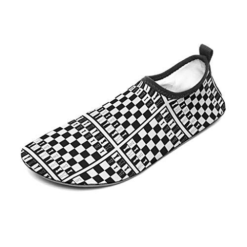 Bannihorse Zapatos de agua en tabla de ajedrez para mujer, divertidos, color blanco y negro, talla 34/35