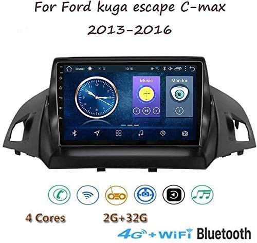CCIG Radio De Coche con Navegación GPS Android 8.1, TV Estéreo con Pantalla Táctil HD De 9", para Ford Kuga Escape C-MAX 2013-2016, con Control del Volante Llamadas Manos Libres B