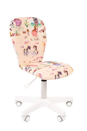CHAIRJet Silla de escritorio infantil con ruedas, altura ajustable, 60 kg, reposabrazos y silla de oficina para niños, con respaldo, 105 (princesa, sin reposabrazos)