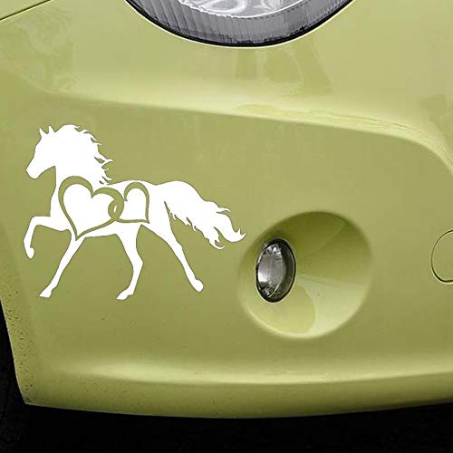CHANGD Pegatina reflectante Mustang para coche, diseño de caballo de amor, pegatina para arañazos de coche, diseño de caballo, color blanco