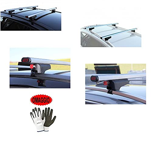 Compatible con Nissan Xtrail 5p 2018 Barras portaequipajes para techo de coche de 130 cm Par de barras de aluminio con railing tanto alto como bajo