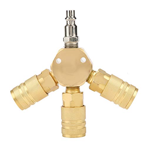 Conector de tubo de fácil instalación, herramienta neumática en forma de T Conector en T dorado Conector neumático de 1/4", tubo para tubo