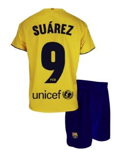 Conjunto Camiseta y pantalón 2ª equipación FC. Barcelona 2019-20 - Replica Oficial con Licencia - Dorsal 9 Suarez - 6 años