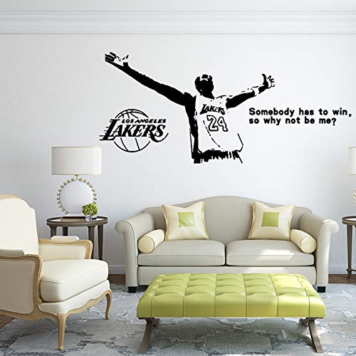 Deportes de baloncesto Jugador de la NBA Kobe Bryant Lakers Black Mamba # 24 Citas inspiradoras Etiqueta de la pared Calcomanía de vinilo Boy Fans Dormitorio Club Decoración para el hogar Mural