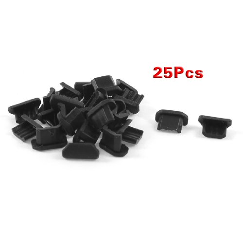 enchufe del polvo - SODIAL(R) 25pzs Tomas de oreja de puerto micro USB cubierta de muelle de plastico blando anti polvo negro