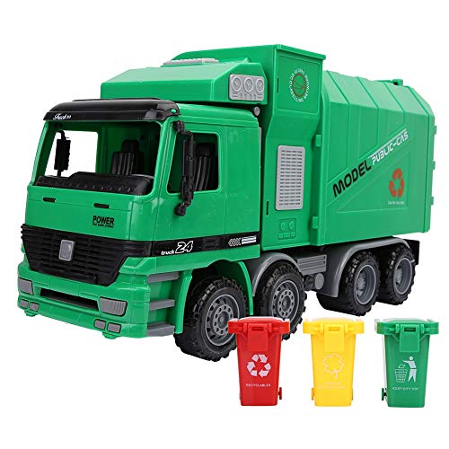 Juguete modelo de camión de basura, juguetes de camión de basura de inercia de simulación, camiones de barredora de basura, juguetes de cubo de basura para niños
