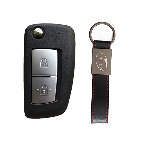 KASER Carcasa para llave para Nissan Qashqai X-Trail Juke Micra Murano con mando a distancia de 2 botones, con hoja y llavero