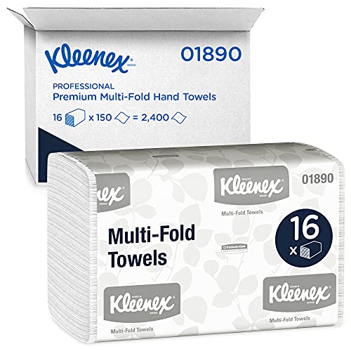 Kleenex Airflex 1890 Toallas Secamanos, Multifold, 16 paquetes x 150 toallas de color blanco y 1 capa por paquete